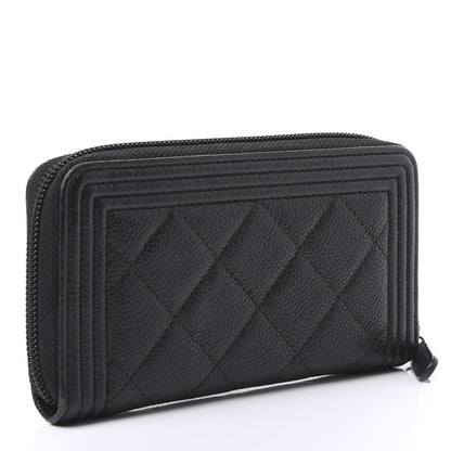 Chanel Caviar Quilted Small Boy Zip Around Wallet Black 2 of 11
