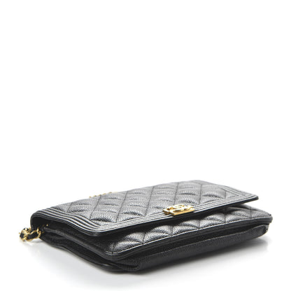Chanel Caviar Quilted Boy Wallet On Chain WOC Black 4 of 11