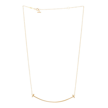 Tiffany 18K Yellow Gold Large T Smile Pendant Necklace 3 of 5