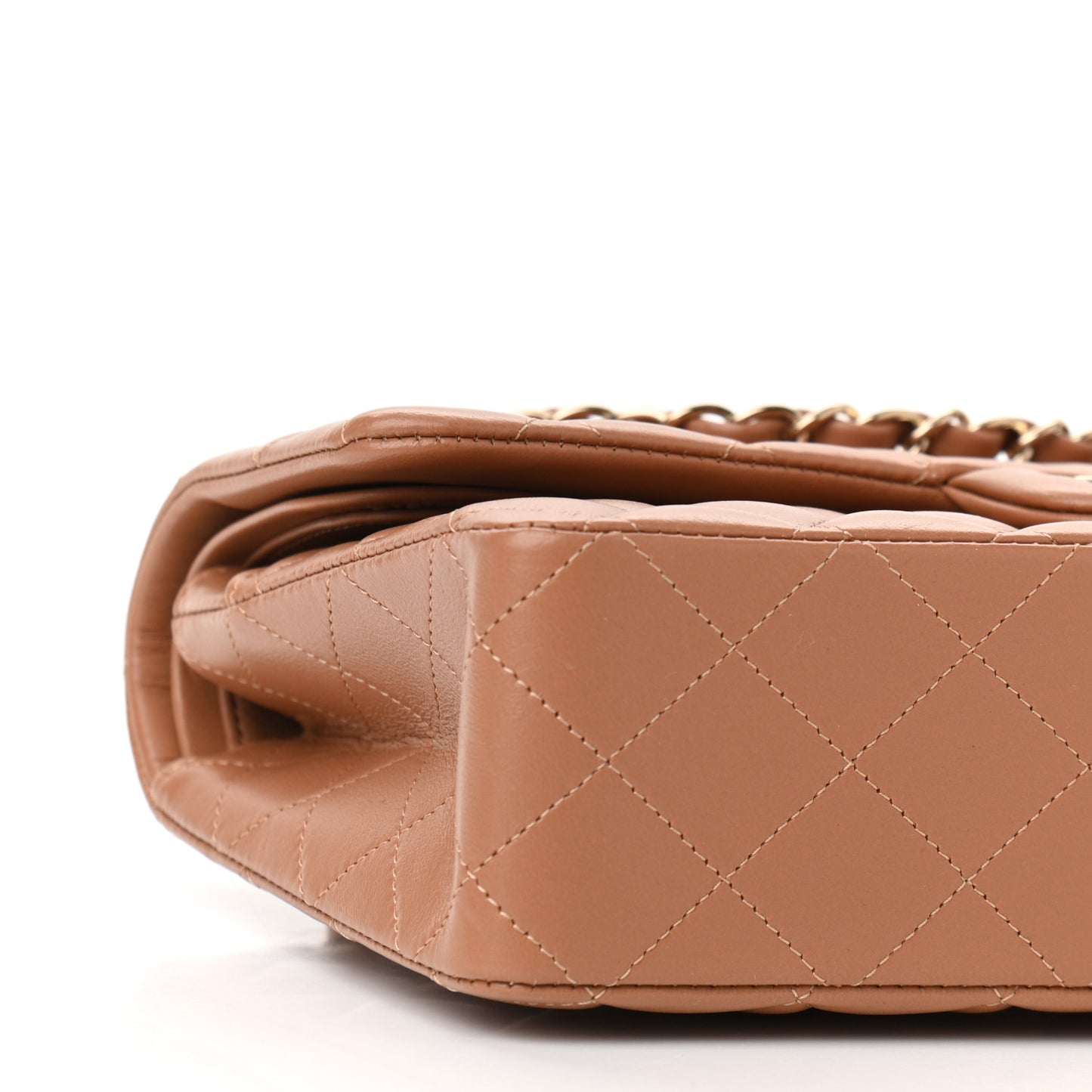 Lambskin Quilted Medium Double Flap Brown