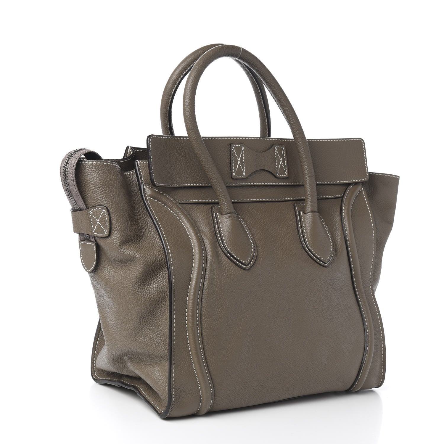 Celine Drummed Calfskin Mini Luggage Souris 2 of 10