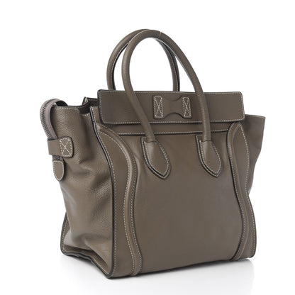 Celine Drummed Calfskin Mini Luggage Souris 2 of 10