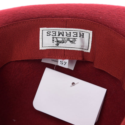 Hermes Feutre Chapeau Hat 57 Rouge Profond 5 of 6