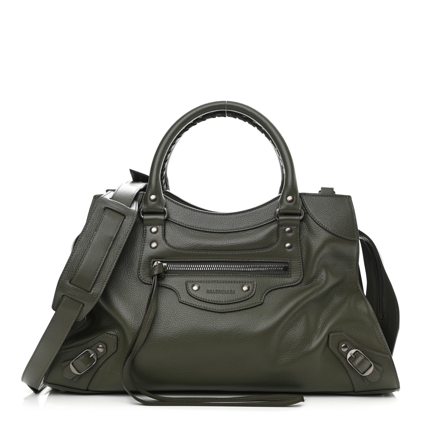 Grained Calfskin Neo Classic Silver Hardware Medium City Khaki