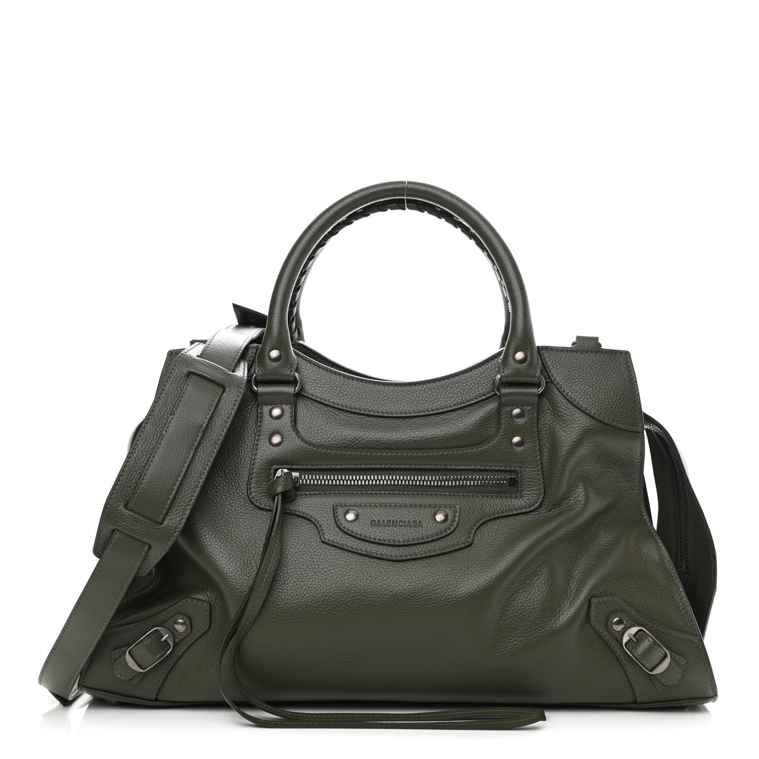Balenciaga Grained Calfskin Neo Classic Silver Hardware Medium City Khaki 1 of 9