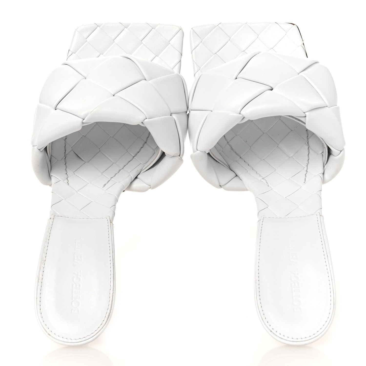 Bottega Veneta Nappa Maxi Intrecciato Lido 90mm Mule Sandals 40 Optic White 2 of 12