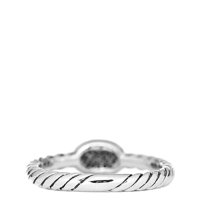 David Yurman Sterling Silver Diamond Petite Pave Oval Ring 49 4.75 2 of 4