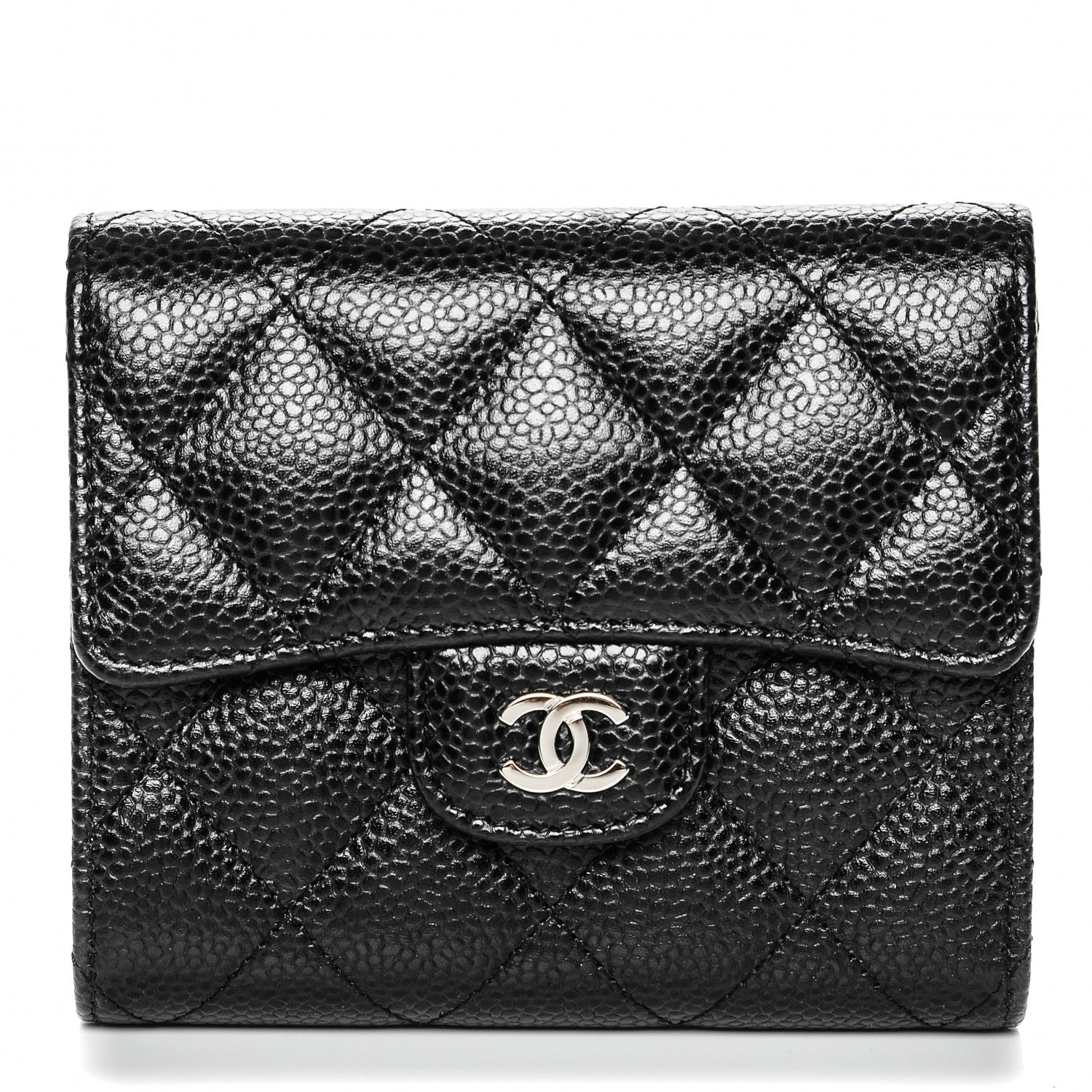 Chanel Caviar Quilted Compact Flap Wallet Black 1 of 7