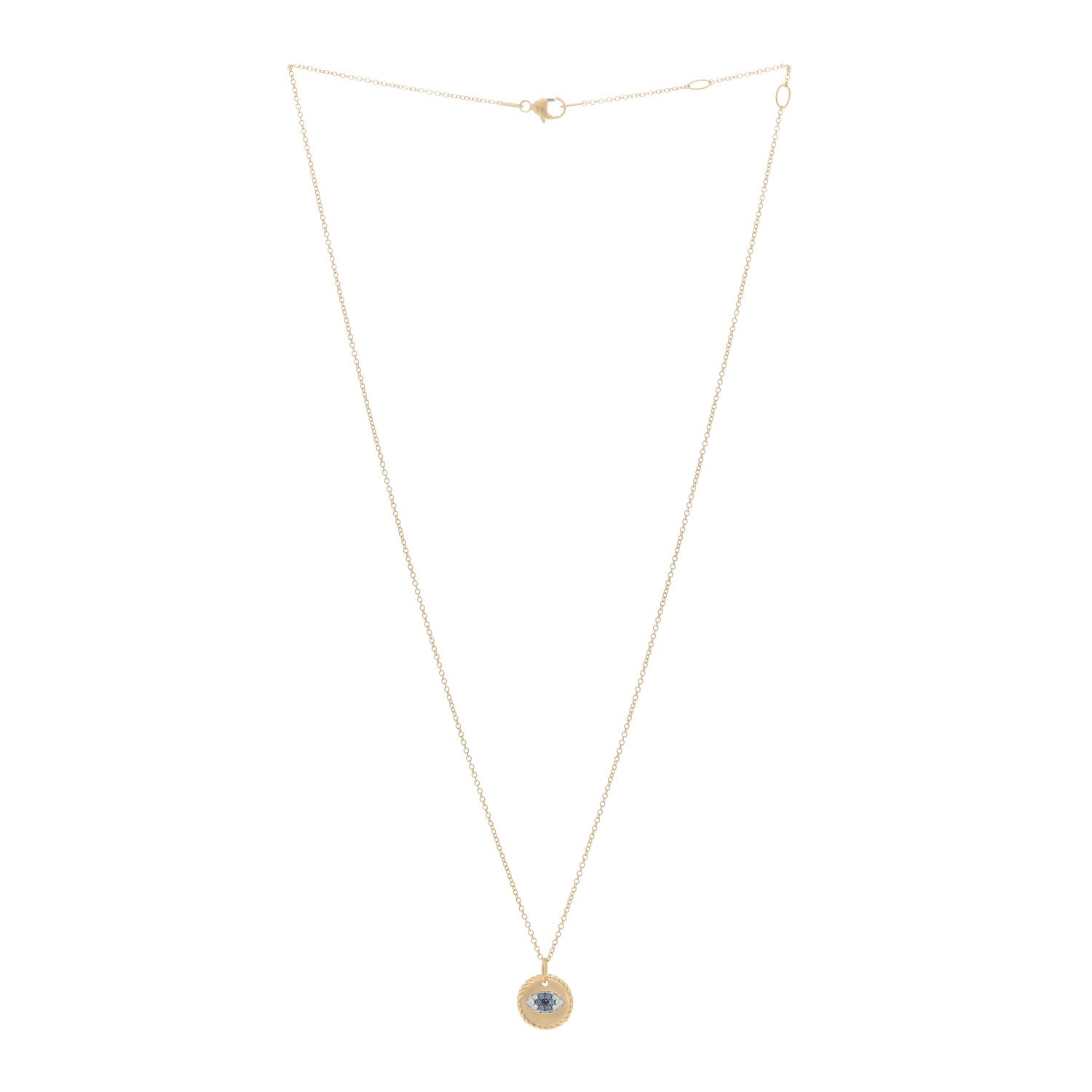 David Yurman 18K Yellow Gold Blue Sapphire Diamond Evil Eye Necklace 2 of 3
