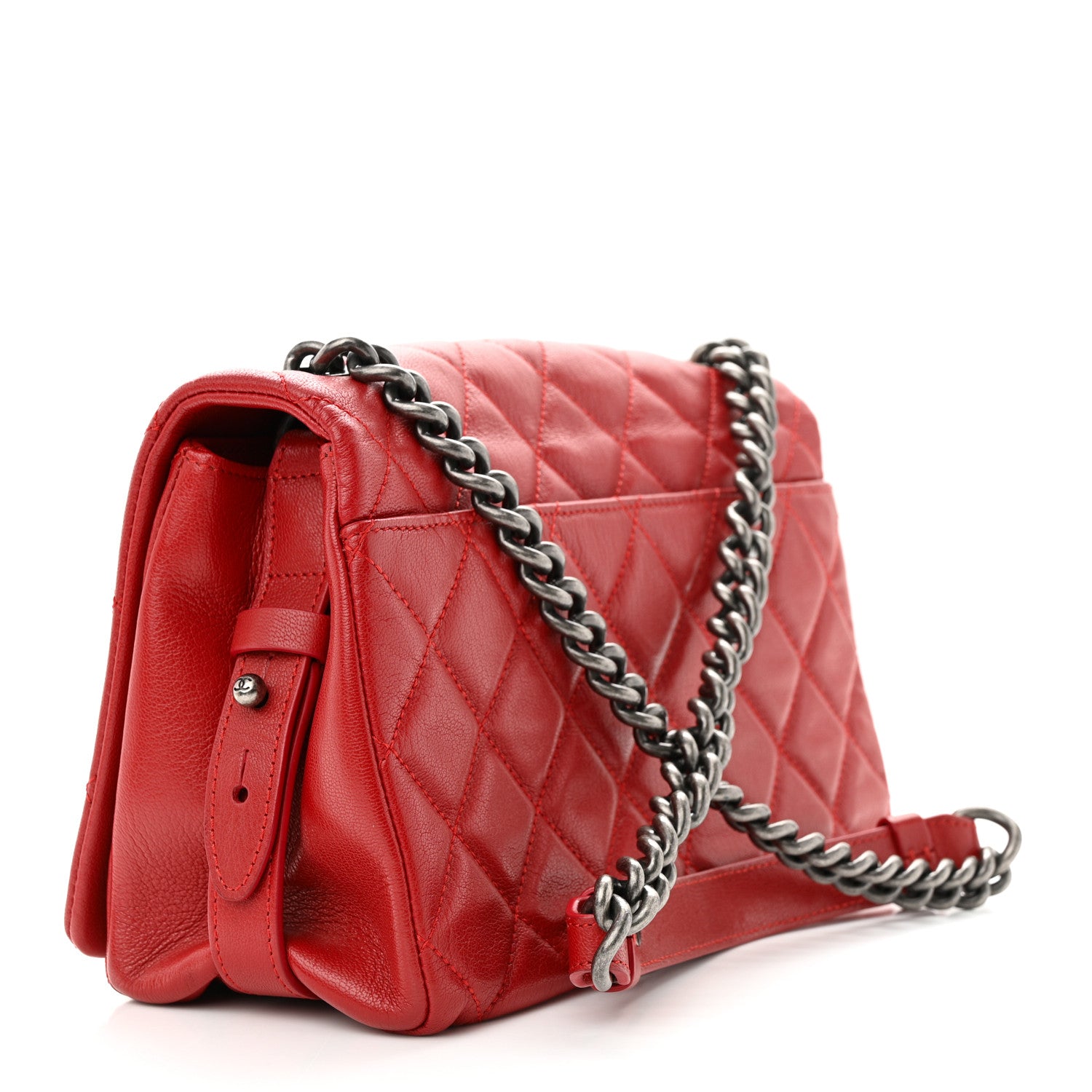Chanel Goatskin Quilted Medium City Rock Flap Red 3 of 10