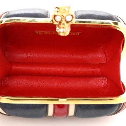 Alexander McQueen Patent Calfskin Britannia Skull Box Clutch Red Blue 5 of 8