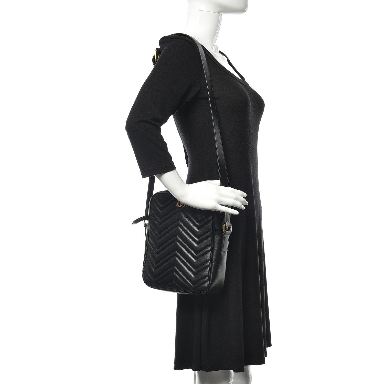 Gucci Calfskin Matelasse GG Marmont Travel Bag Black 2 of 10