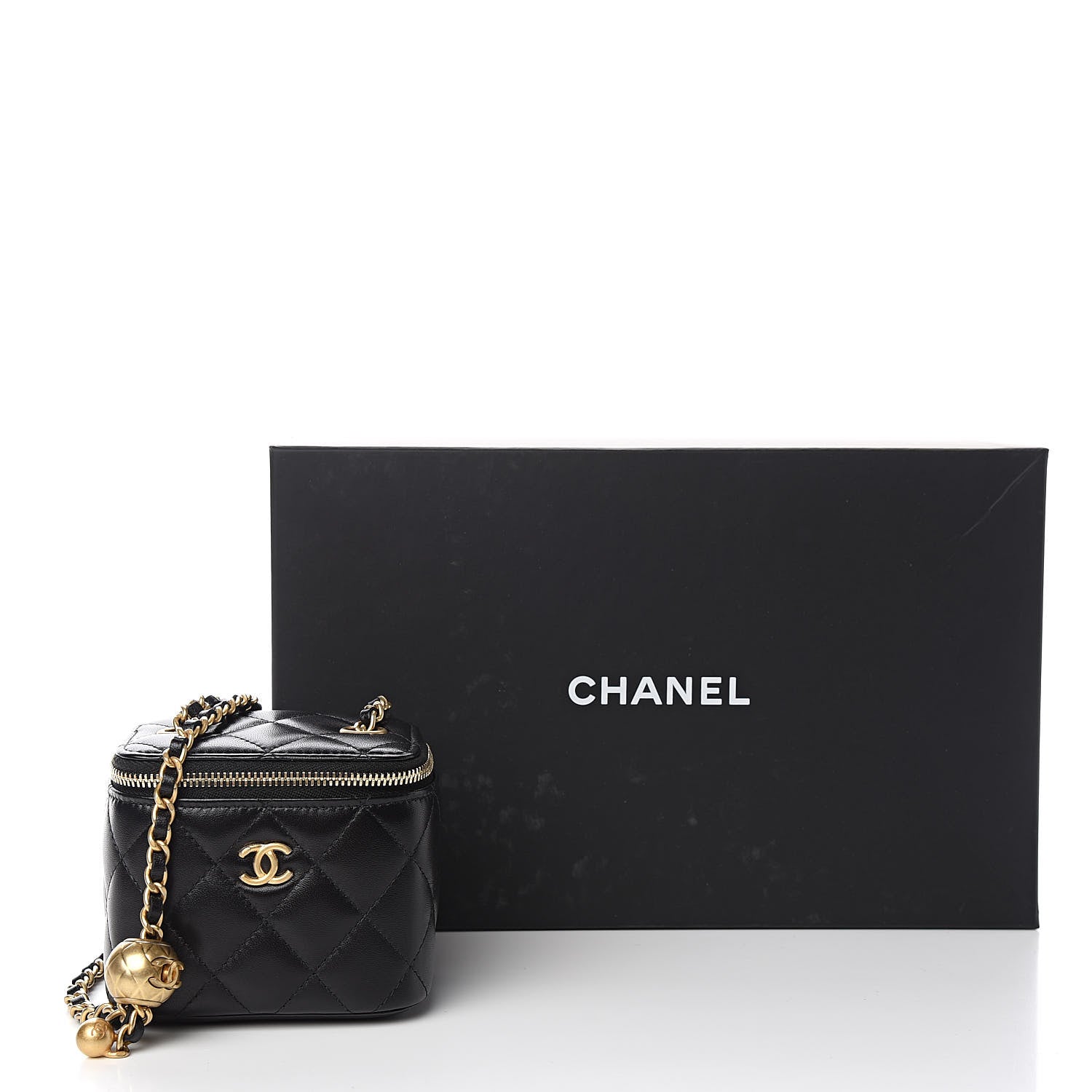 Chanel Lambskin Quilted Pearl Crush Box With Chain Black 10 of 10