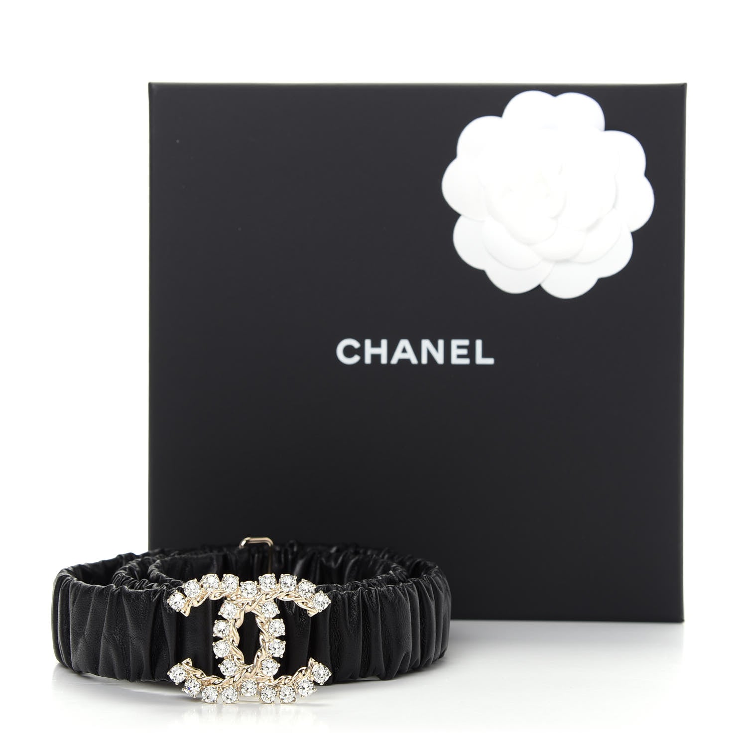 Chanel Calfskin Crystal CC Belt 85 34 Black 4 of 4
