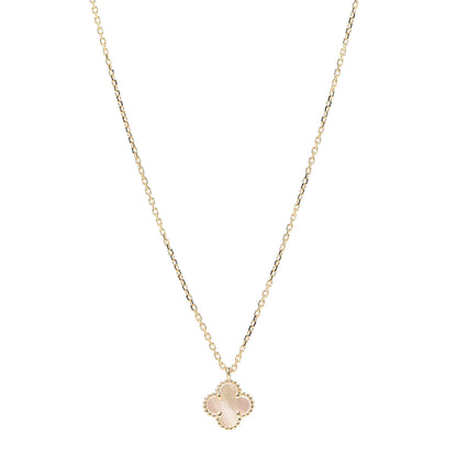 Van Cleef & Arpels 18K Yellow Gold Mother of Pearl Sweet Alhambra Pendant Necklace 1 of 8