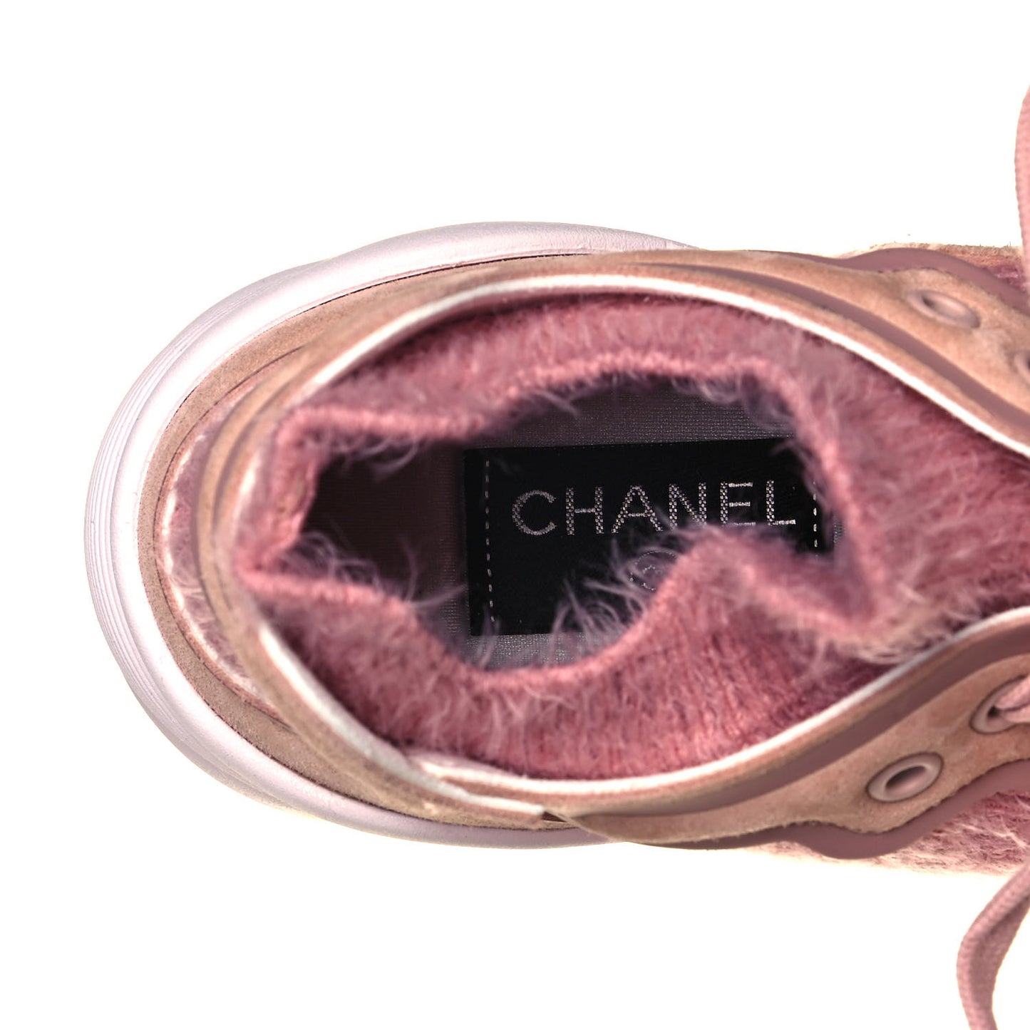 Suede Calfskin Stretch Fabric CC Sneakers 37 Pink
