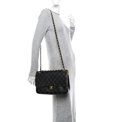 Chanel Calfskin Stitched Jumbo Double Flap Black 2 of 12
