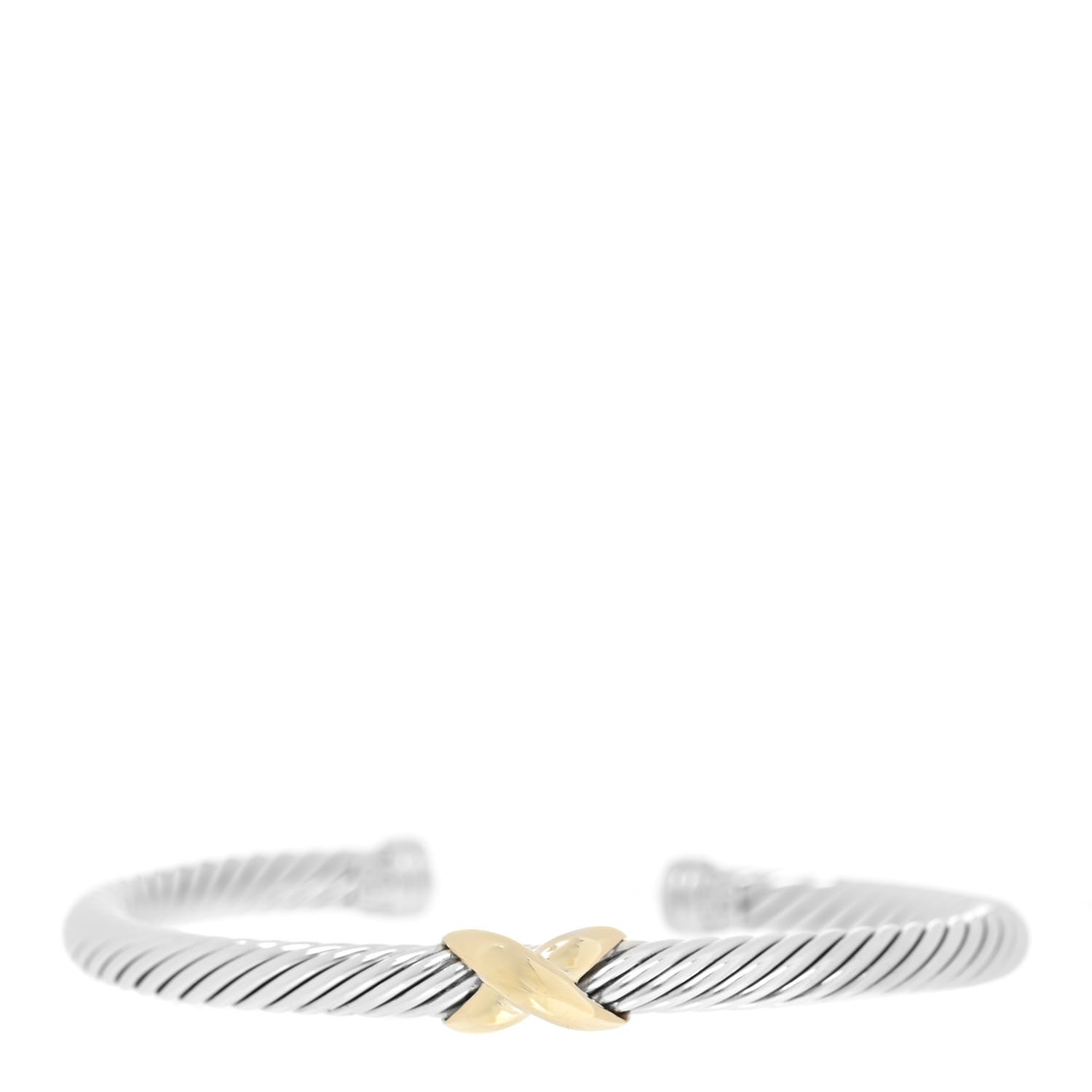 David Yurman Sterling Silver 14K Yellow Gold 5mm X Station Cable Bracelet 1 of 4