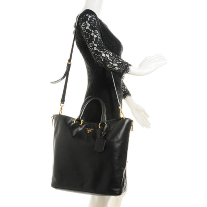 Prada Soft Calf Side Zip Tote Nero Black 2 of 8