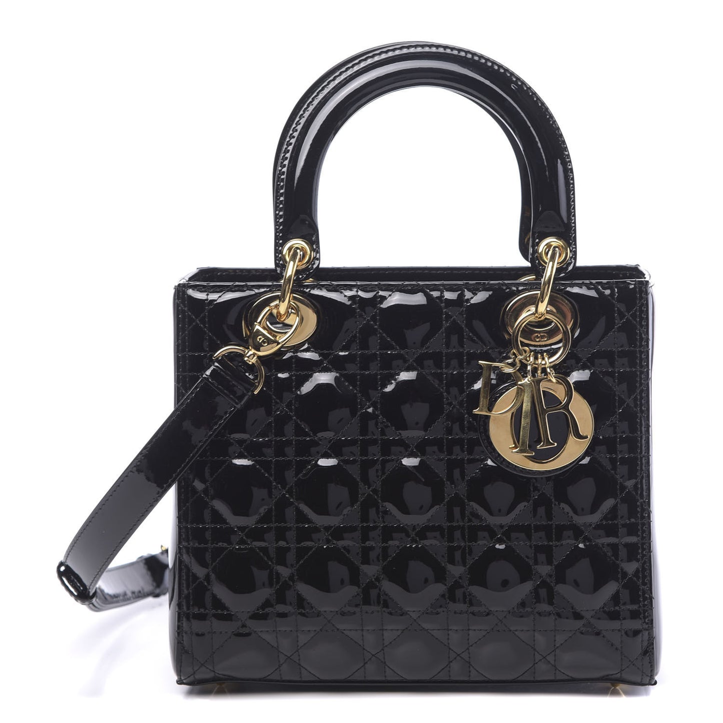 Patent Cannage Medium Lady Dior Black