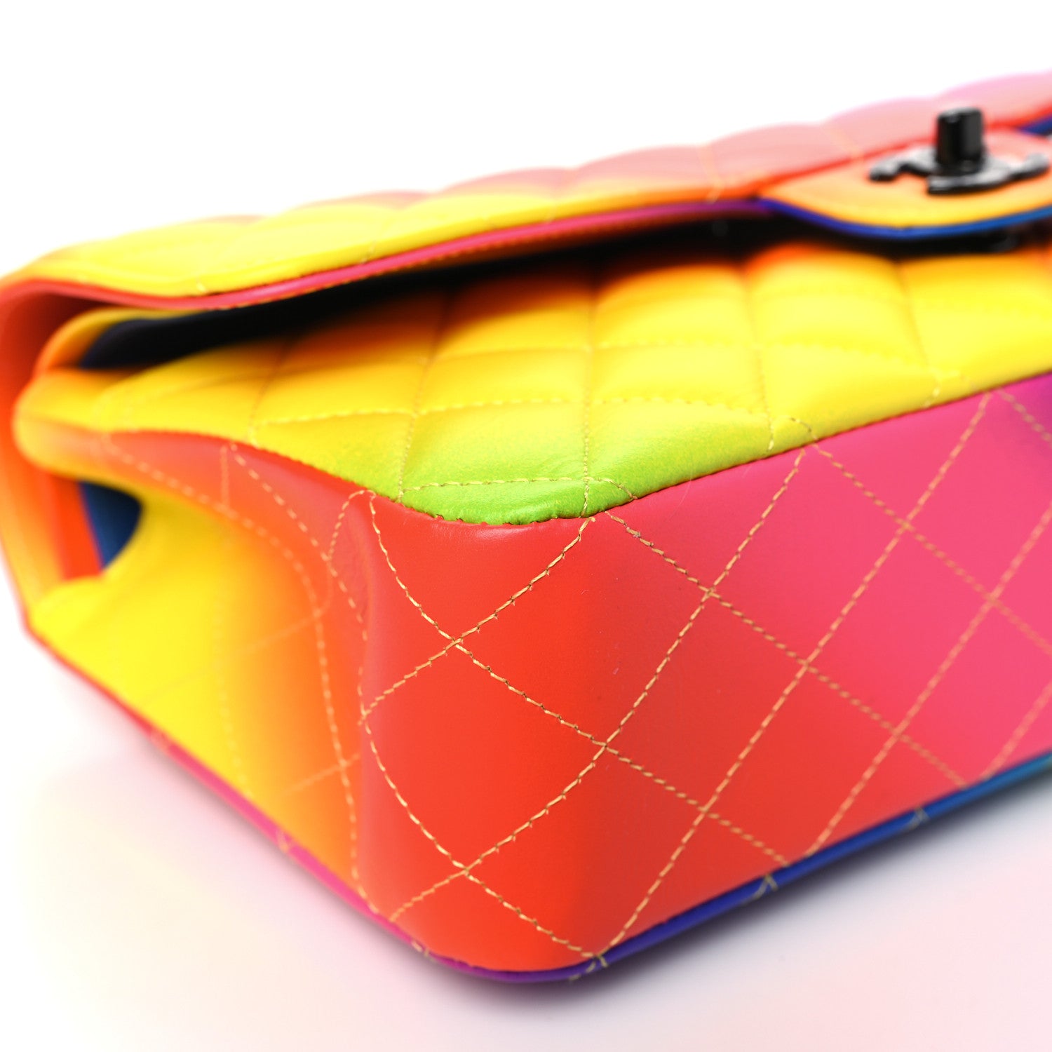 Chanel Calfskin Quilted Medium Rainbow Double Flap Multicolor 9 of 10
