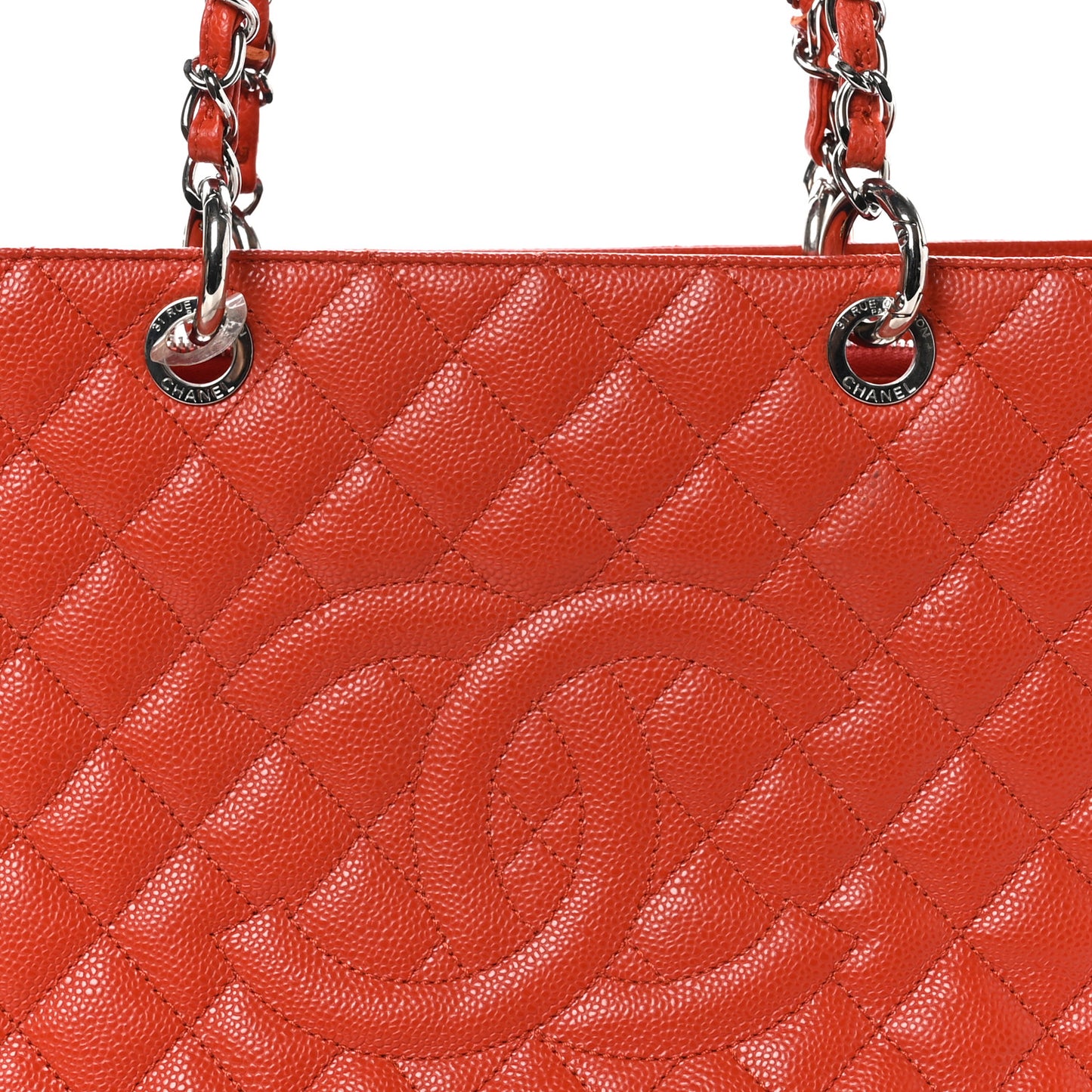 Caviar Quilted Grand Shopping Tote GST Orange