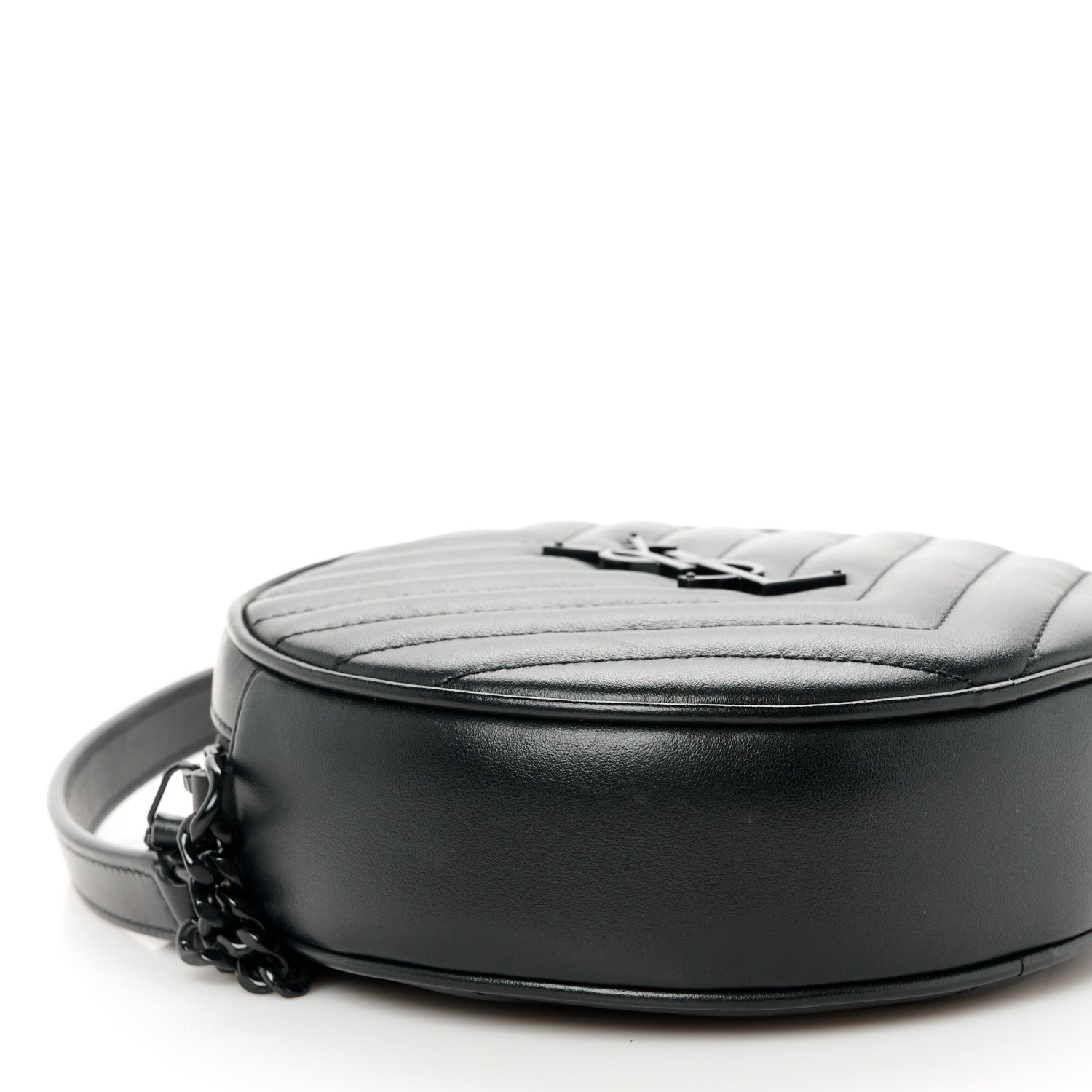 Saint Laurent Calfskin Matelasse Chevron Round Vinyle Camera Bag Black 10 of 11