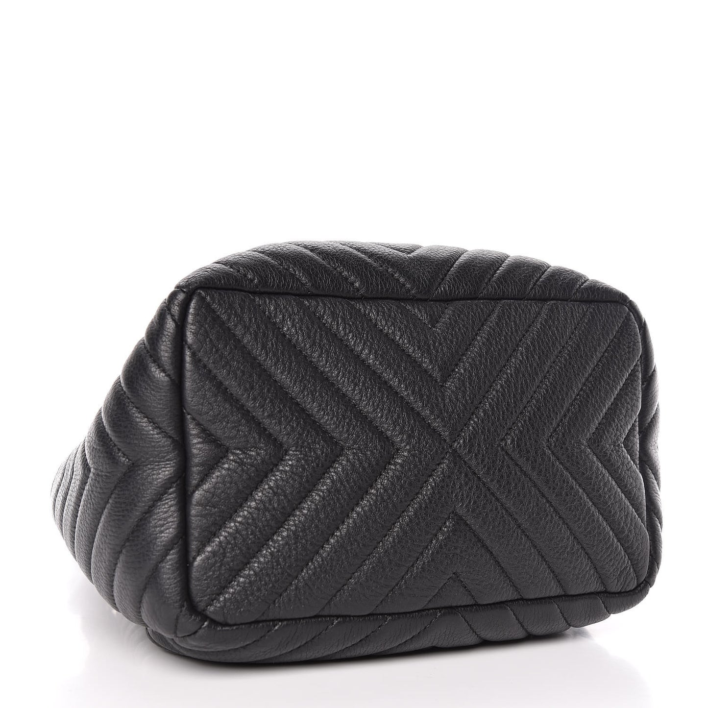 Deerskin Chevron Small CC Chain Bucket Drawstring Bag Black
