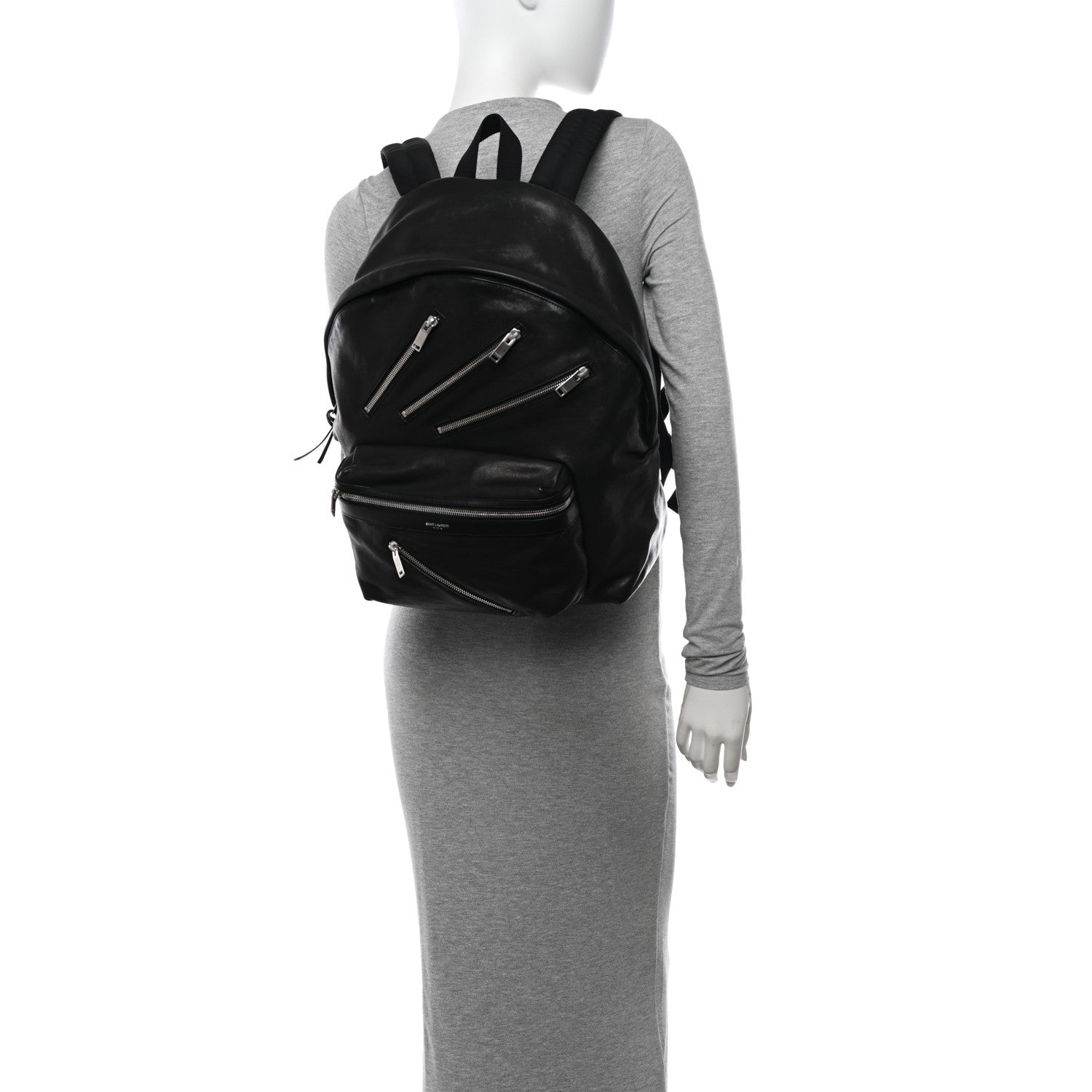 Saint Laurent Calfskin Multi Zipper City Backpack Black 2 of 10