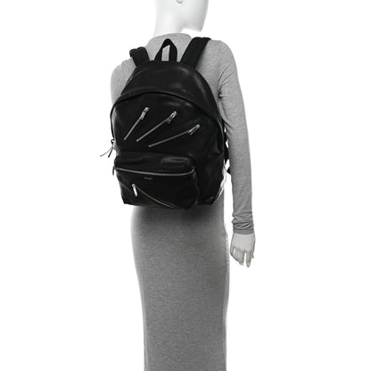 Saint Laurent Calfskin Multi Zipper City Backpack Black 2 of 10