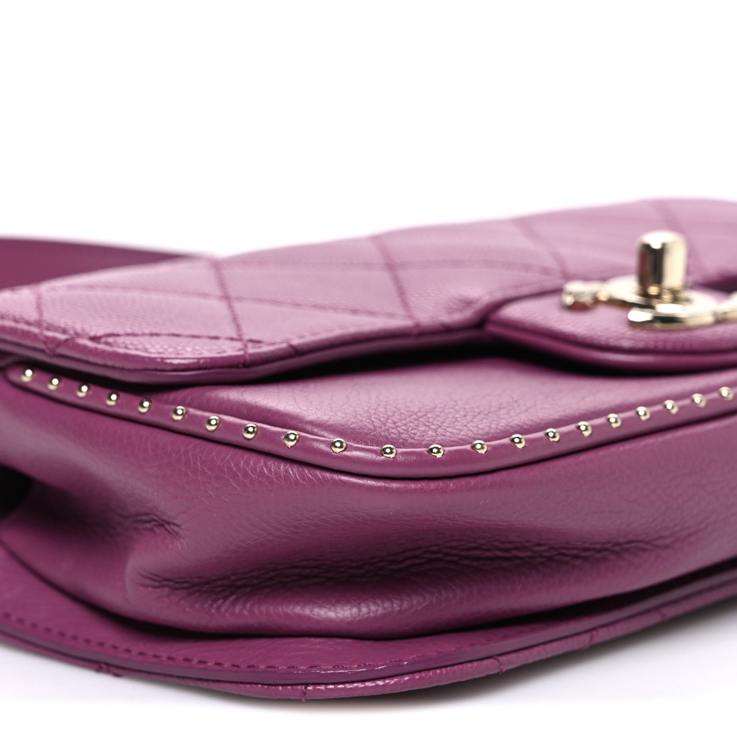 Chanel Caviar Quilted Mini Studded Flap  Purple 9 of 10
