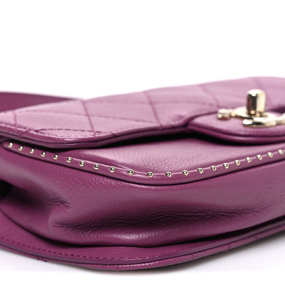 Chanel Caviar Quilted Mini Studded Flap  Purple 9 of 10