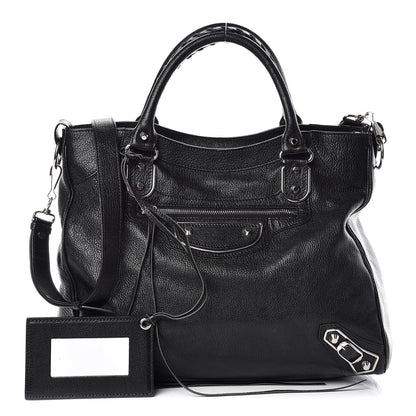 Balenciaga Chevre Silver Metallic Edge Hardware Velo Black 1 of 12