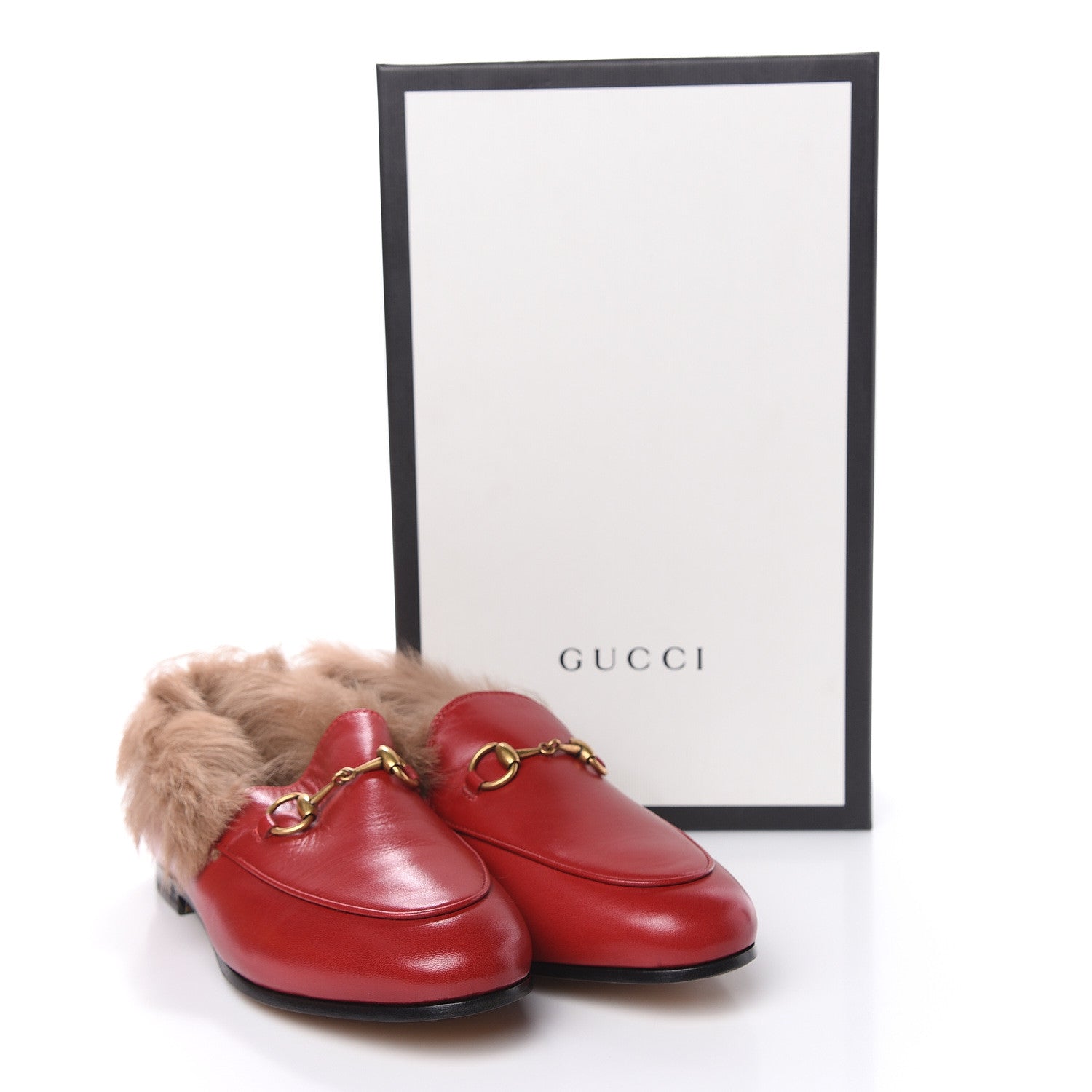 Gucci Malaga Kid Fur Womens Jordaan Loafers 36.5 Hibiscus Red Natural 10 of 10