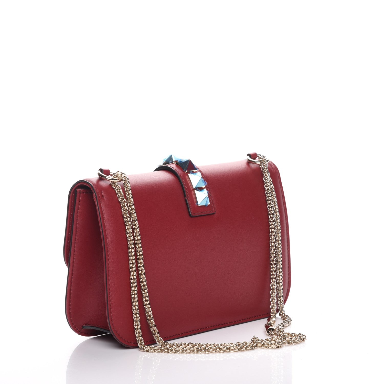 Valentino Garavani Vitello Medium Glam Lock Rockstud Flap Rubino 3 of 7