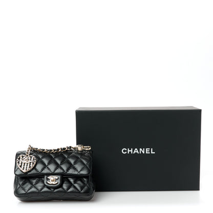 Chanel Lambskin Quilted Mini Double Flap With Hook Black 12 of 12
