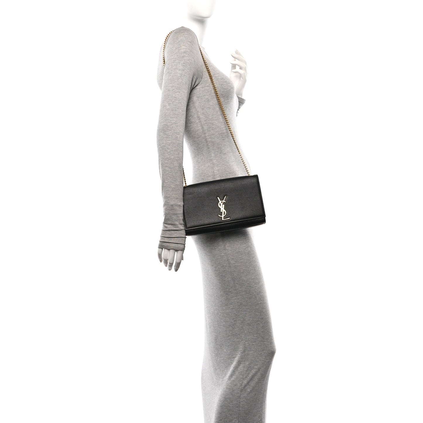 Grain De Poudre Medium Classic Monogram Kate Satchel Black
