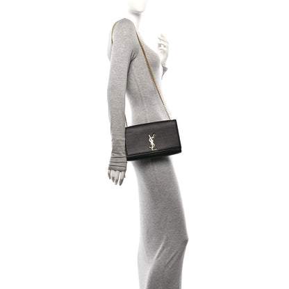Saint Laurent Grain De Poudre Medium Classic Monogram Kate Satchel Black 2 of 12