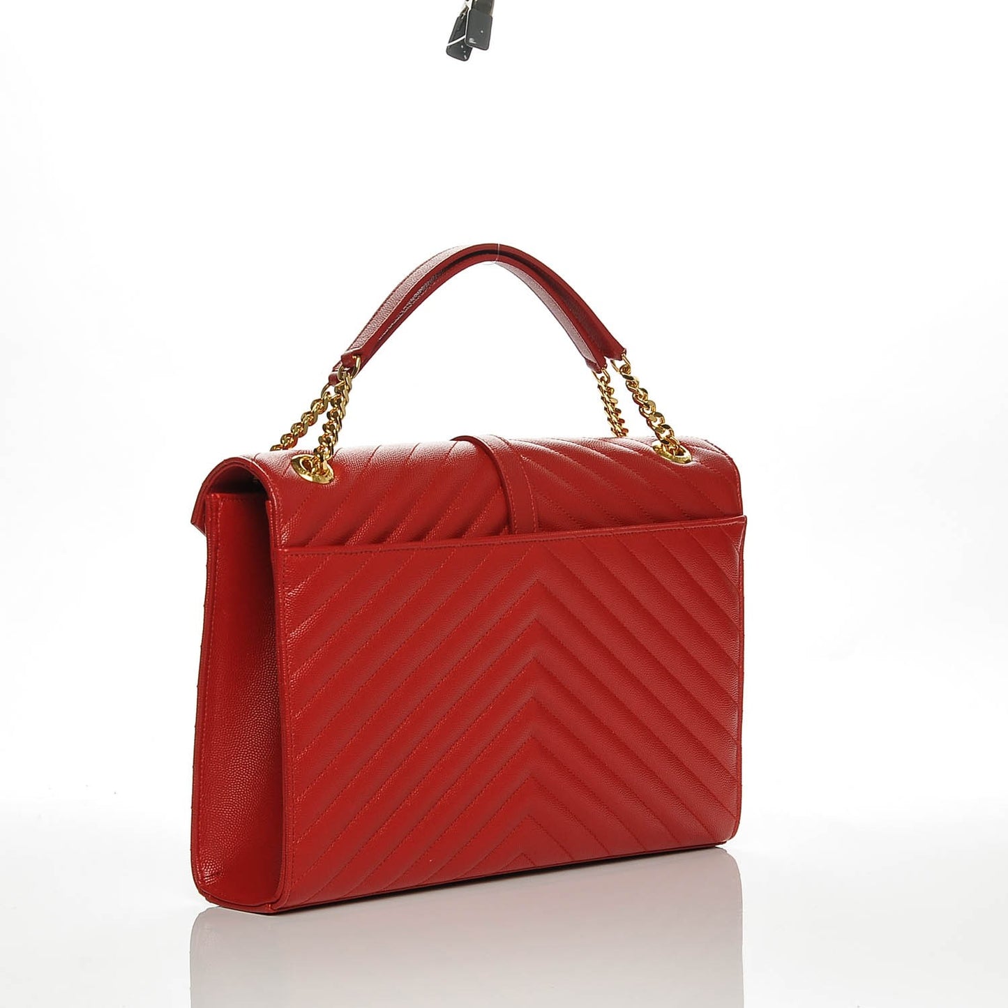 Grain De Poudre Matelasse Chevron Large Monogram Satchel Lipstick Red