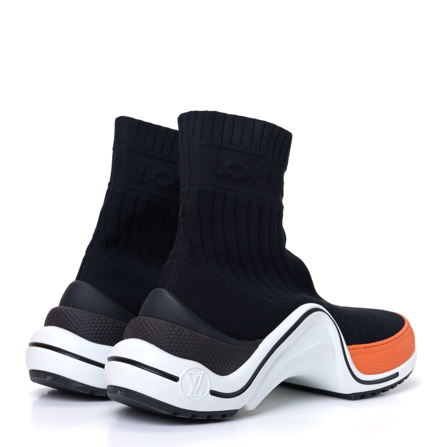 Stretch Textile Monogram LV Archlight Sneaker Boots 38.5 Black Orange