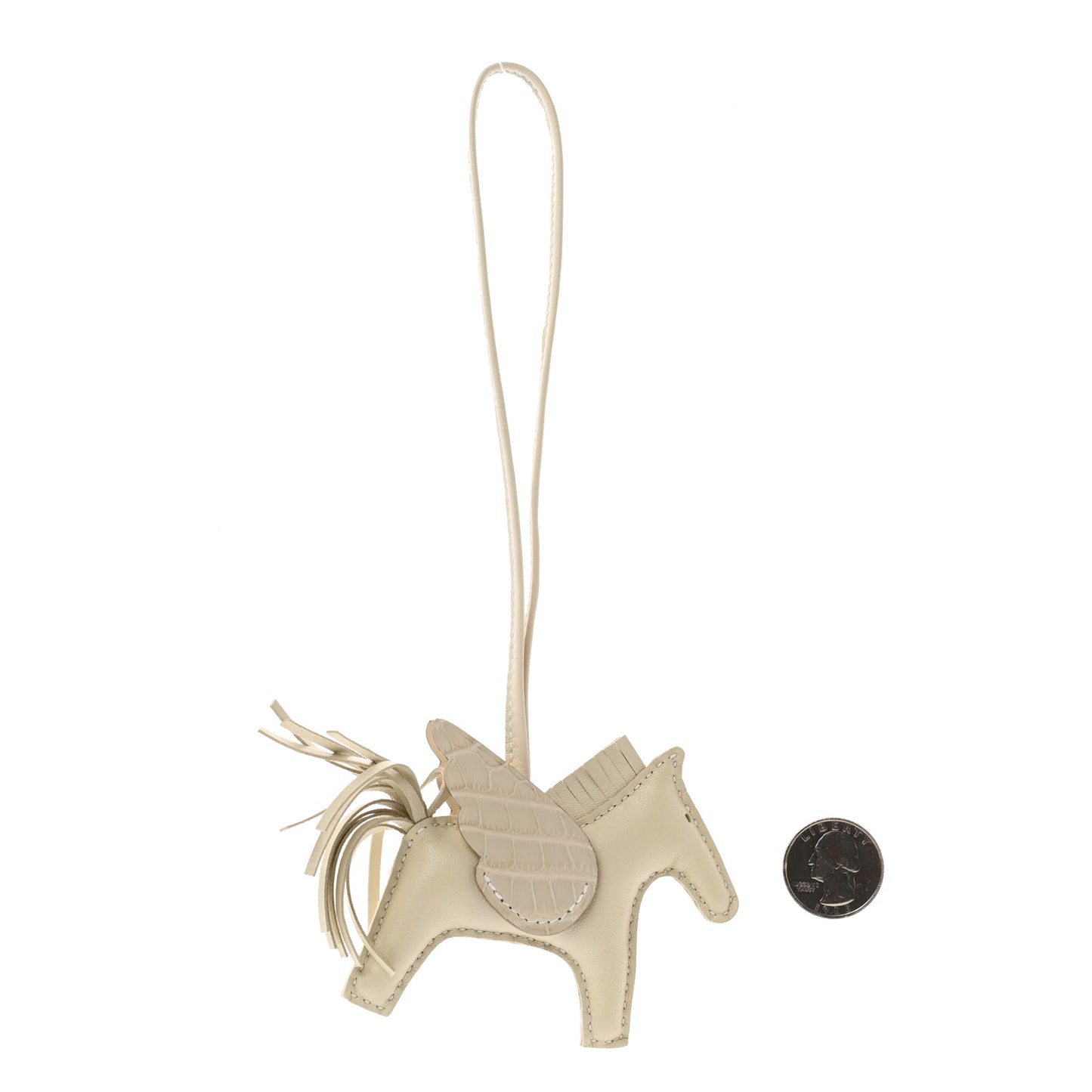 Milo Lambskin Matte Alligator Touch Grigri Rodeo Pegase Horse Bag Charm PM Craie Nata Beton