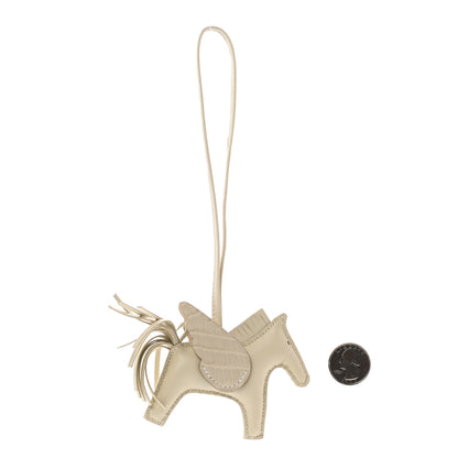 Hermes Milo Lambskin Matte Alligator Touch Grigri Rodeo Pegase Horse Bag Charm PM Craie Nata Beton 2 of 5