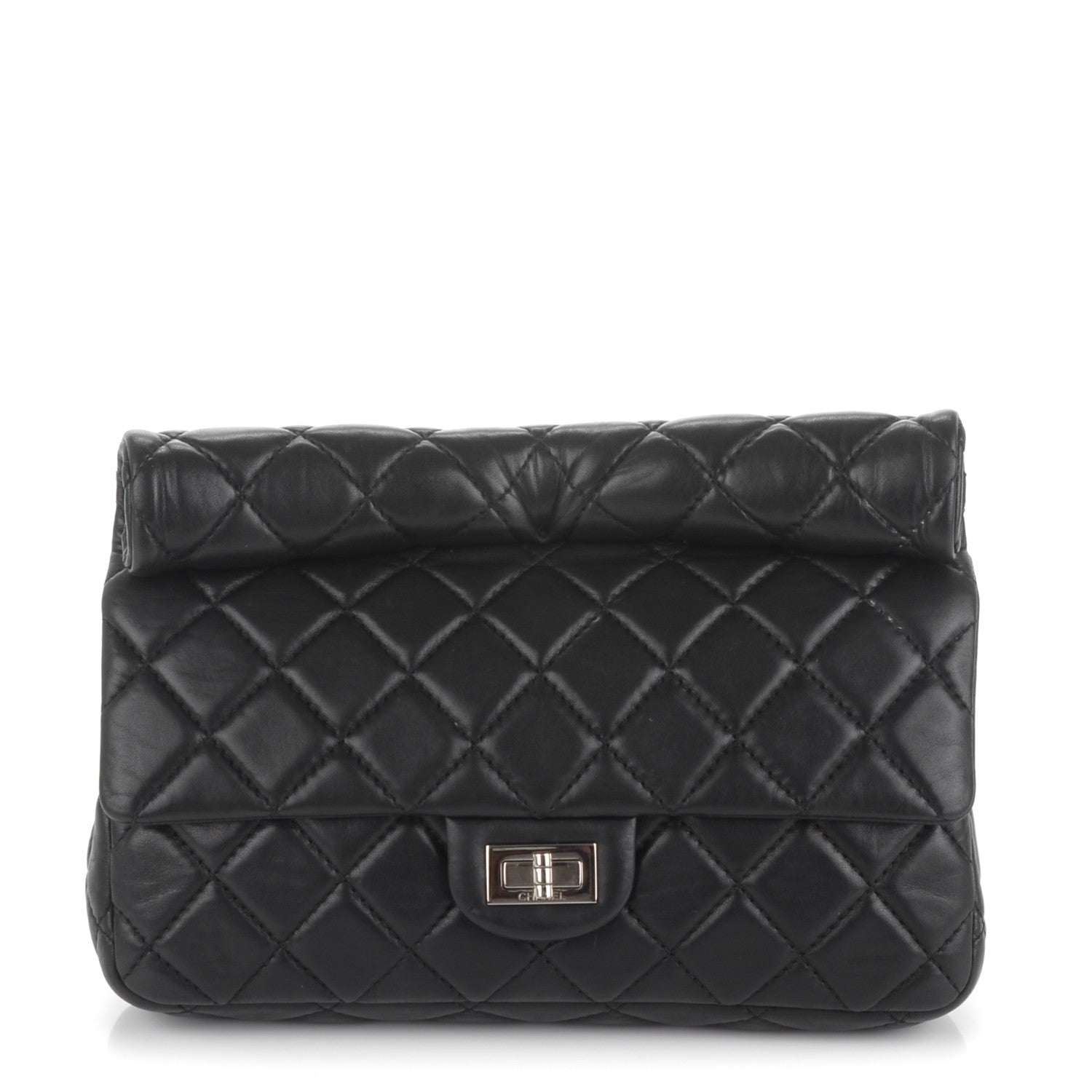 Chanel Lambskin Quilted Medium Roll Reissue Clutch Black 1 of 7