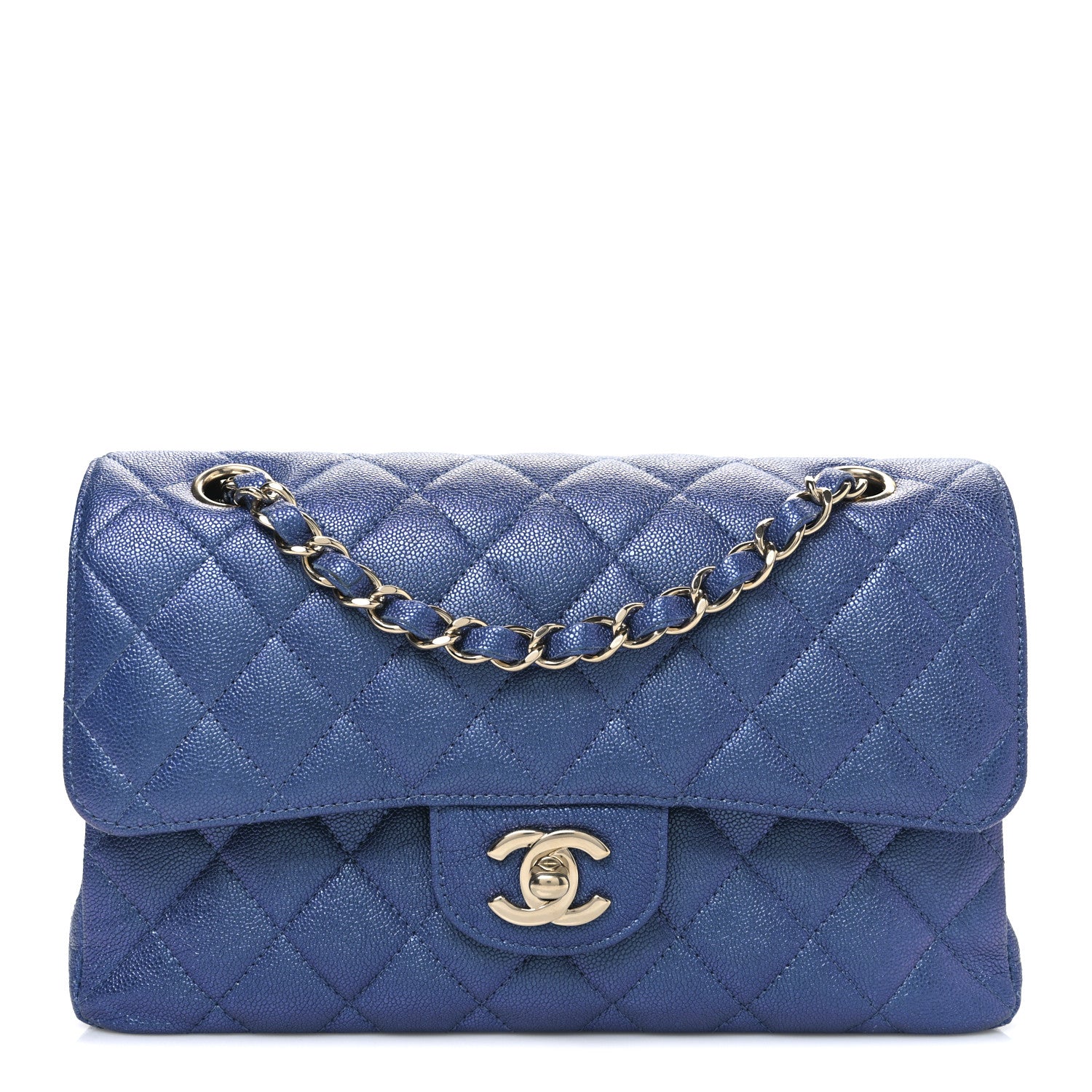 Chanel Iridescent Caviar Quilted Small Double Flap Dark Blue 1 of 10