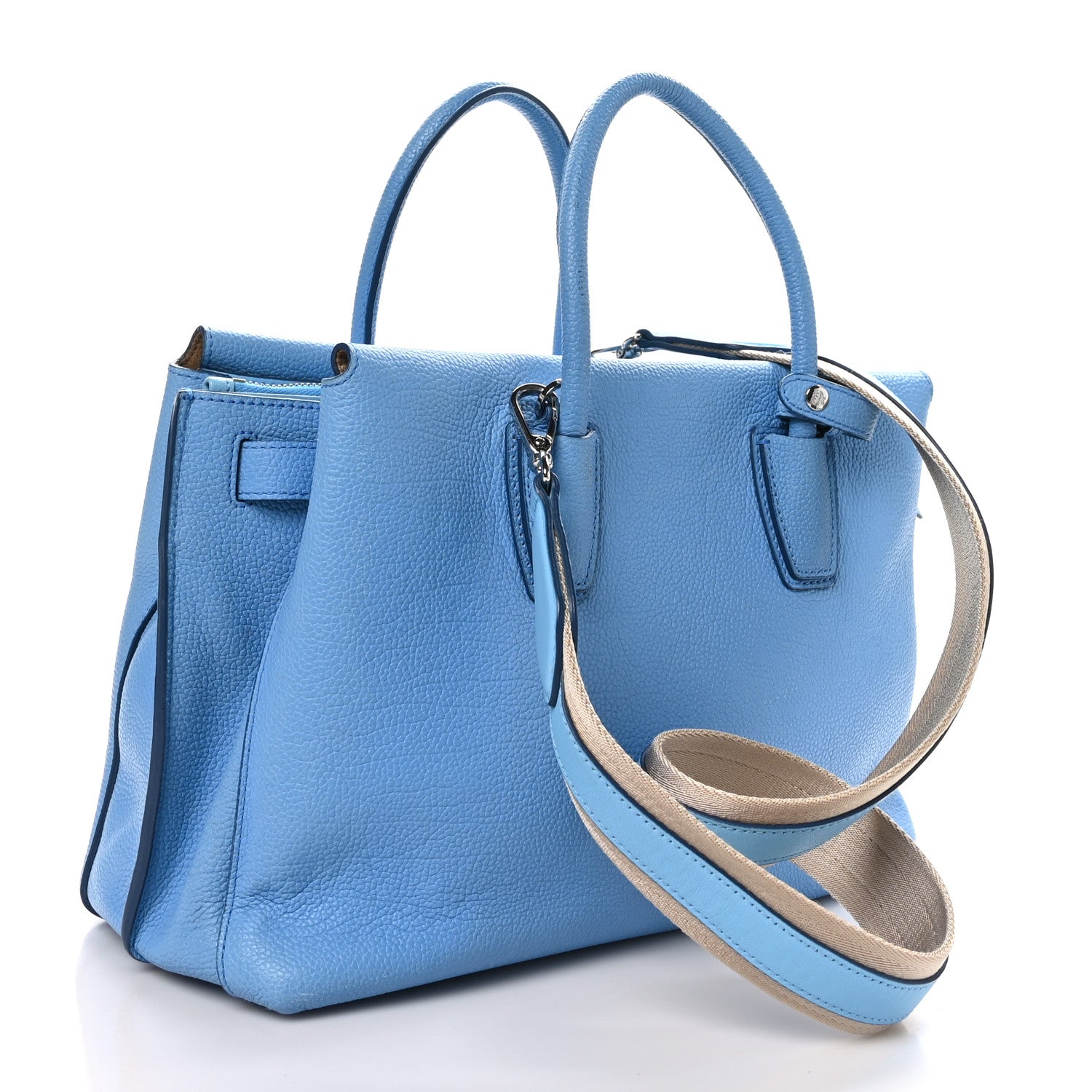 MCM Grained Calfskin Medium Milla Tote Tile Blue 3 of 10