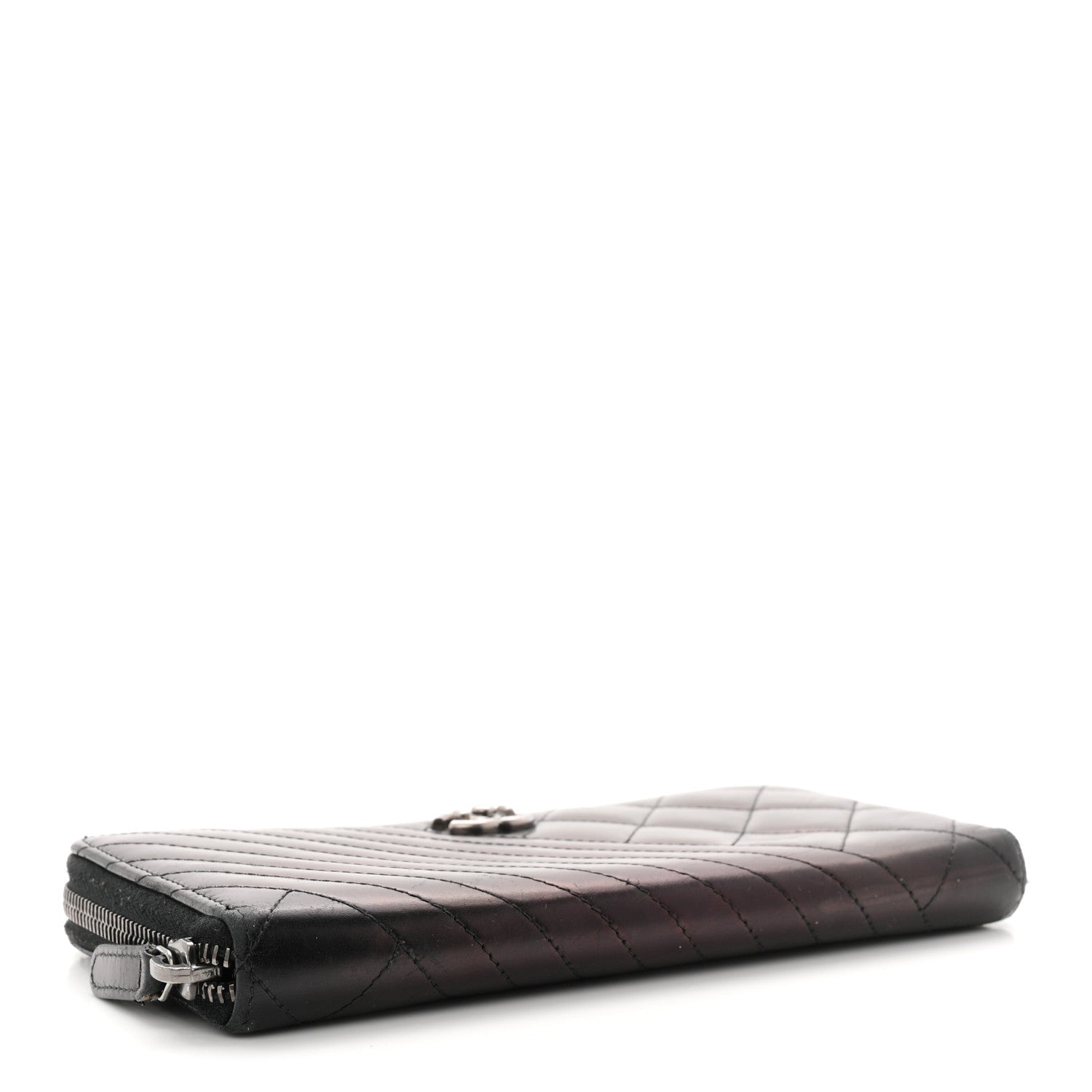 Chanel Glazed Calfskin Quilted Small Coco Boy Zip Around Wallet