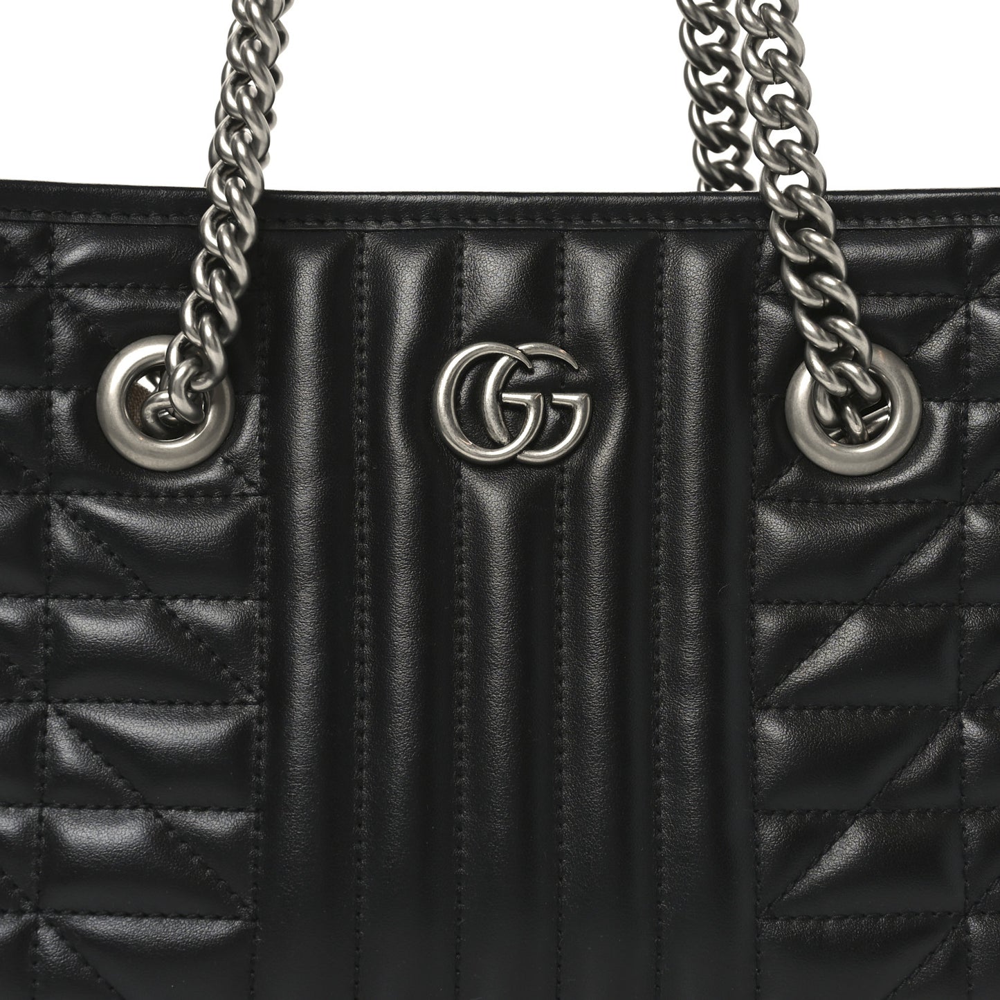 Calfskin Matelasse Aria Small GG Marmont Shoulder Tote Black