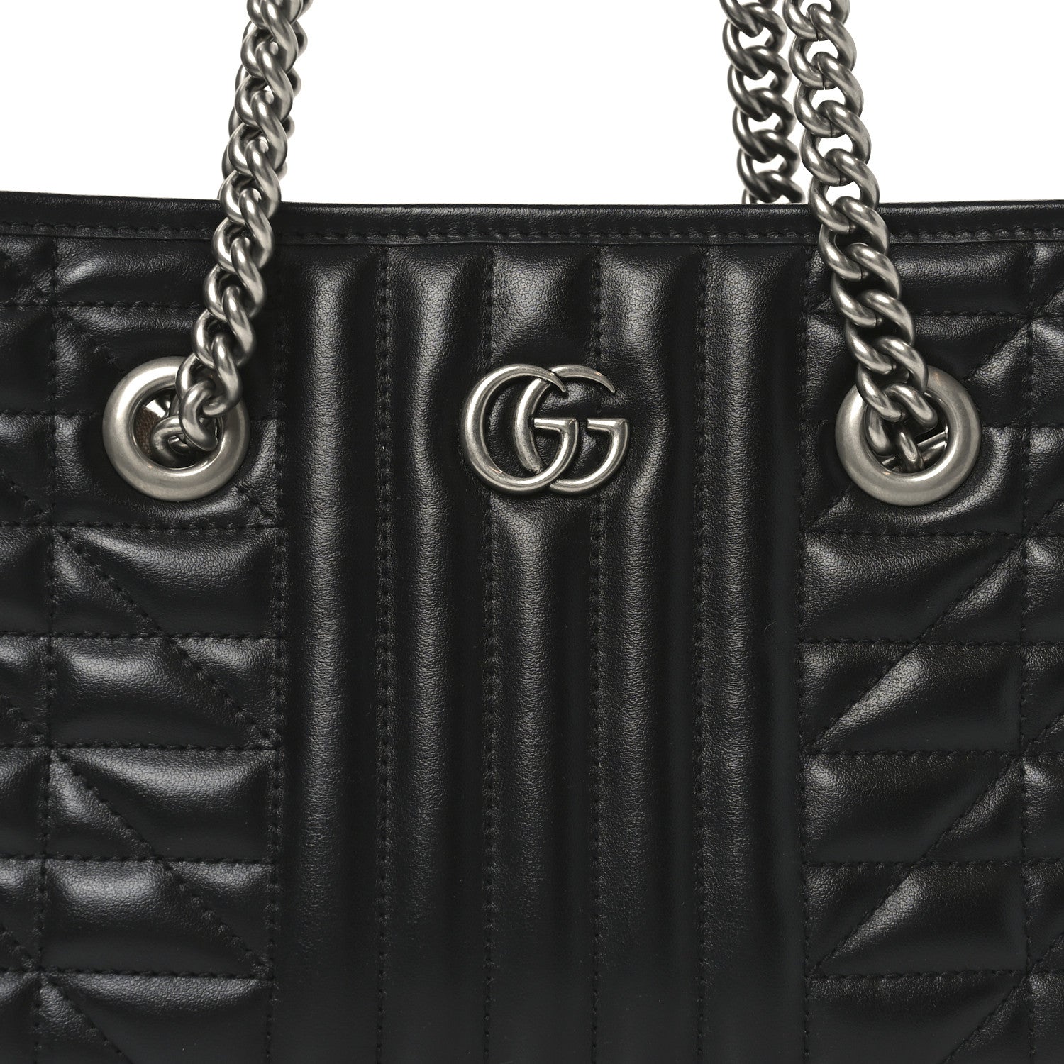 Gucci Calfskin Matelasse Aria Small GG Marmont Shoulder Tote Black 8 of 10