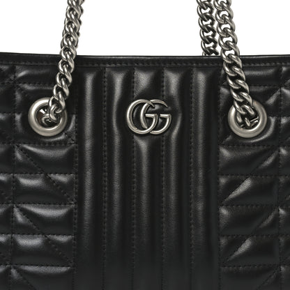 Gucci Calfskin Matelasse Aria Small GG Marmont Shoulder Tote Black 8 of 10