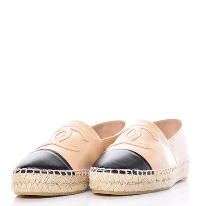 Chanel Lambskin CC Espadrilles 39 Beige Black 6 of 20